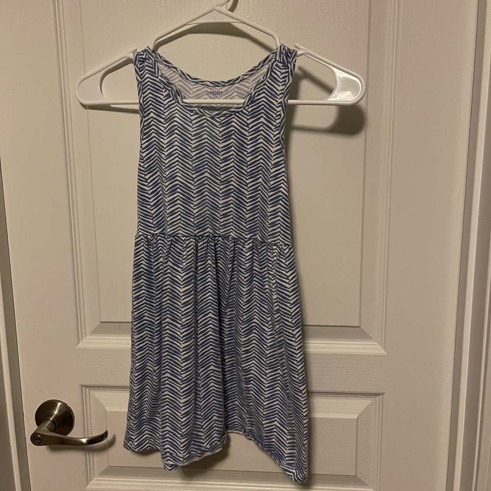 Girls Gymboree Cotton Dress Blue Chevron print. Size Small